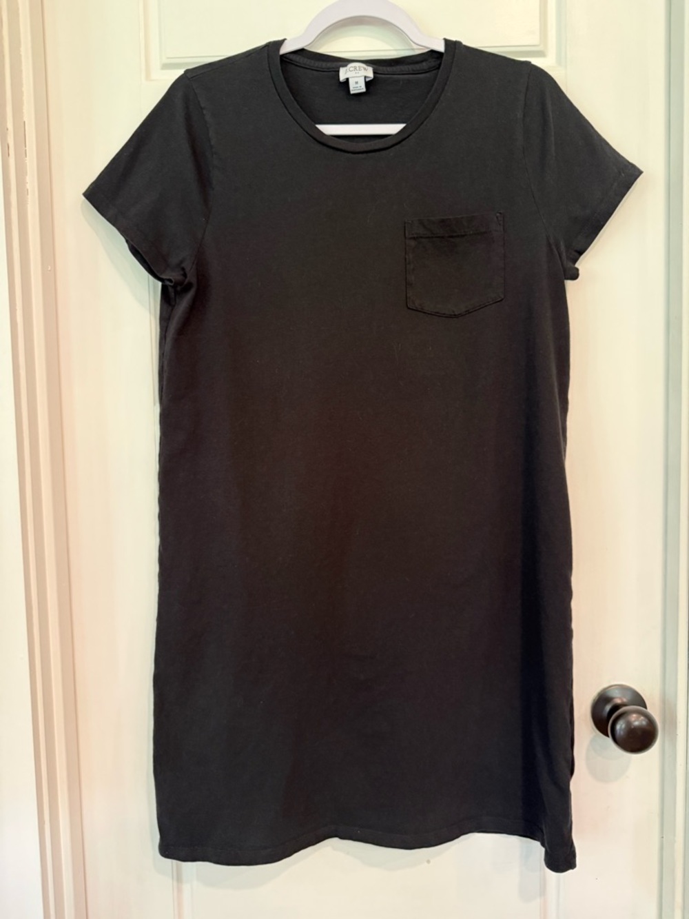 J.Crew Black T-Shirt Dress Pocket Short Sleeve Size M EUC